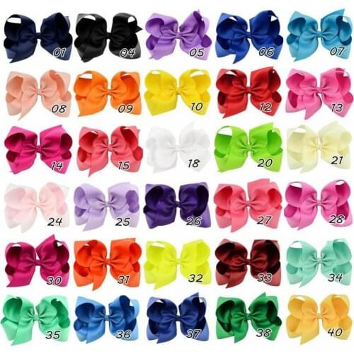 MengNa 6" Large Ribbon Hairbows,Large hair bows Girls' Hair Accessories With Clip,Boutique Hair Bows Girls Headwear 36cs/lot