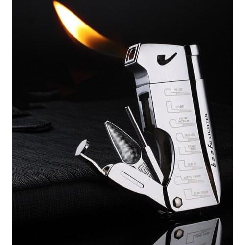 Butane Jet Lighter With Pipe Tool Pipe Rod Lighter Multifunction Gas Lighter Free Fire Compact Cigarette Accessories Cigar Man