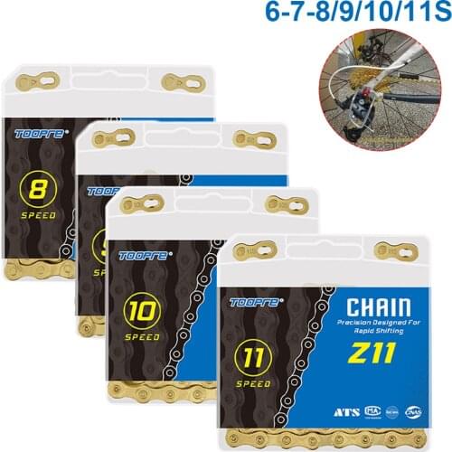 TOOPRE Bicycle Chain 6S 7S 8S 9S 10S 11S Speed MTB Chains Golden 116L Velocidade For MTB//Folding/Road Bike With Missing Link