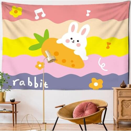 Colorful Cartoon Animal Tapestry Wall Hanging Hippie Bohemian Lovely Fresh Polyester Printing Childrens Bedroom Home Decor