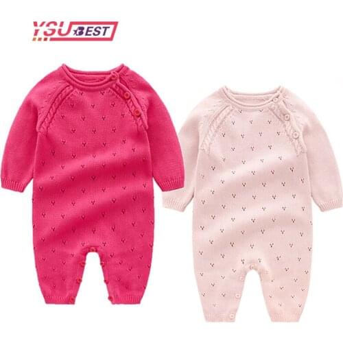 2020 Baby Knitted Rompers Pure Cotton Babies Clothing Newborn Baby Girls Knitting Princess Long Sleeves Autumn Jumpsuit Knitwear