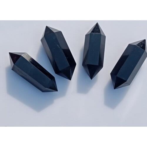 Dhxyzb 2-10pcs natural black obsidian Double cusp points wand quartz crystal fengshui stone dispel negative energy Reiki healing