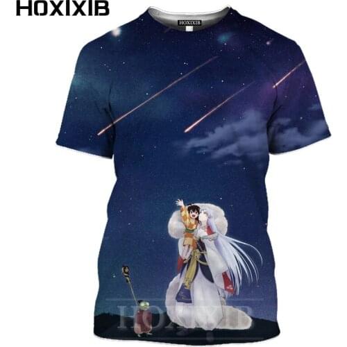 HOXIXIB Men Tshirt 3D Anime Inuyasha T Shirt Women Cartoons Sesshoumaru Cosplay Girl RIN Tees Higurashi Kagome Unisex Sportswear