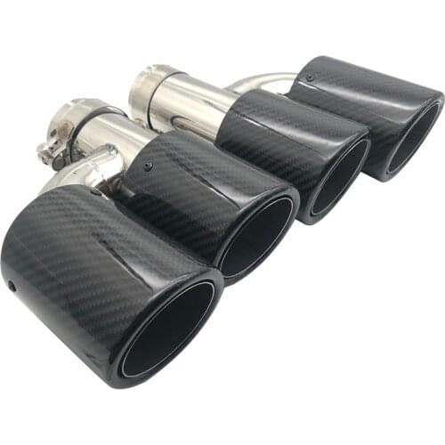 Free shippicarExhaust pipe H-shaped double outlet nozzle carbon fiber twill bright surface curling tail throat 4 outlet silencer