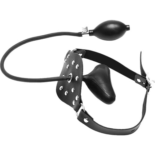 IKOKY Flirting PU Leather Band Mouth Stuffed Oral Fixation Erotic Products Inflatable Sex Toys for Couples Mouth Gag