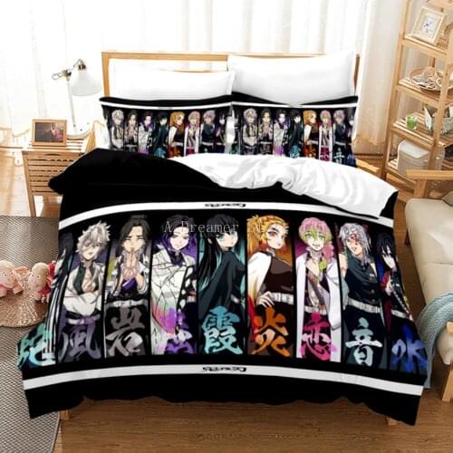 Japan Demon Slayer Bedding Set Cartoon Anima lovers Duvet Cover for Adults Single Size Bed Set Children Pillowcase Home Textiles