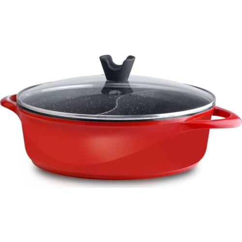 Master Star PFOA Free Dual Purpose Sauce Pot 6.5L Double-Flavor Chinese Hot Pot Non-stick Thicken Multifunction Induction Cooker