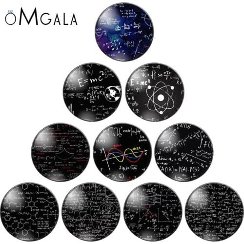 Mathematical equation chemical formula 10pcs 10mm/12mm/18mm/20mm/25mm Round photo glass cabochon demo flat back Making findings