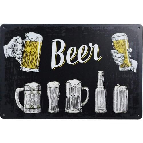 Metal Wall Sign Beei Beer Bottle Cheers Bar Bistro Retro Wall Decoration Art Poster Vintage Square Metal Sign 8X12 Inches