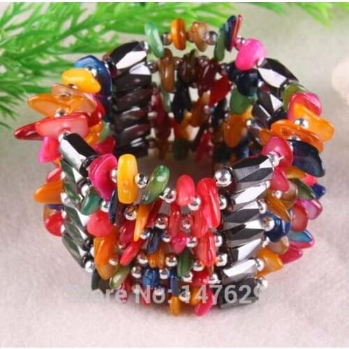 Multicolor Magnetic Hematite Shell Chip Bead for Bracelet Necklace