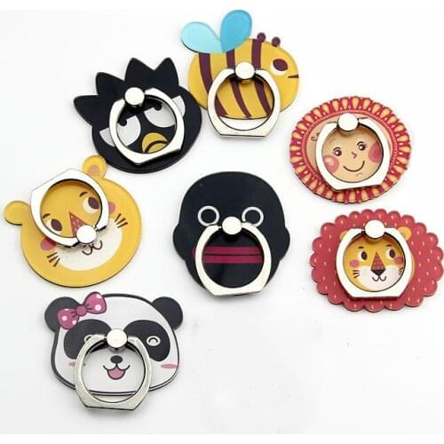 New Metal Finger Ring cute mobile phone holder Stand rings Cute Lion Panda Bear Cartoon mobile phone rings Tablet Supports