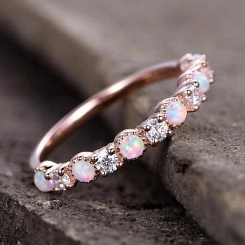 Adorable Pink Fire Opal rings for women Girl Wedding Engagement thin Ring Fashion Rings for nails Jewelry Gift Size 6-10