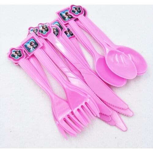 30pcs/set Elsa and Anna Disposable Plastic Spoons Birthday Decoration Kids Babyfavor Cartoon Supplies Favors Set
