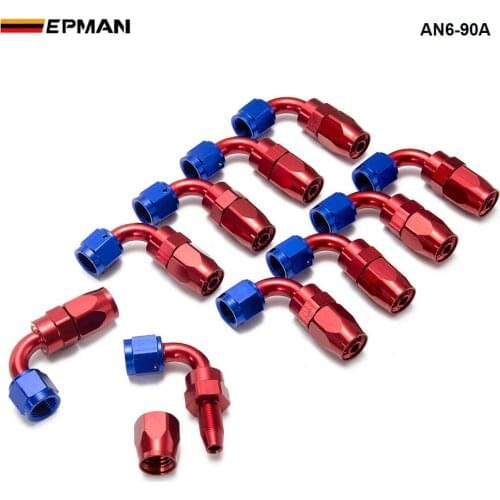 10PCS/LOT AN6 Pipe joints Aluminum 90 Degree Swivel Oil/Fuel Fitting Adaptor Oil cooler hose fitting AN6-90A