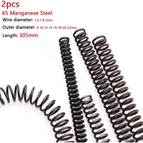 2pcs 305mm Compression Spring 65 Mn Manganese Steel Pressure Spring Wire Dia 1.6 1.8 2mm Outer Dia 8 10 12 14 16 18 20 22mm