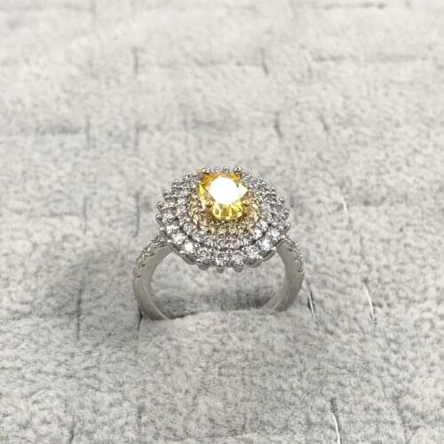 Luxury Classic Oval Rings Inlay Yellow Crystal Stone Full Spread Zircon Jewelry Multiple Sizes Womens Wedding Anniversary Gifts