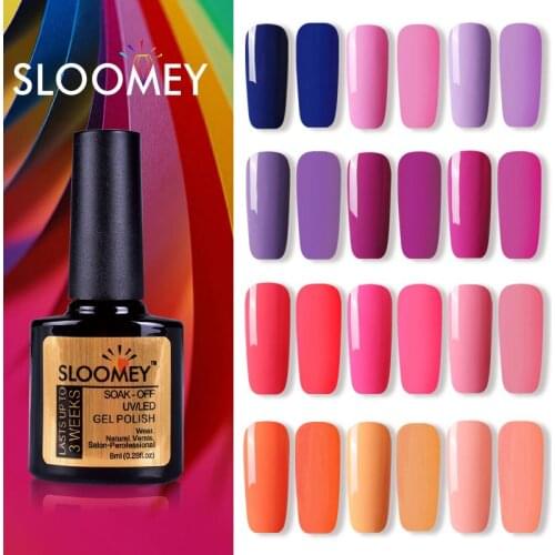 SLOOMEY Gel Polish Set Semi Permanent Shiny Nails Gel Soak Off Nail Art Gel Nail Polish Need Base Top Coat