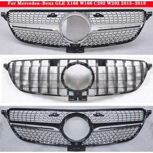 Car styling Middle grille Diamond GT Silver Black front bumper Center Grille for Mercedes-Benz GLE X166 W166 C292 W292 2015-2019