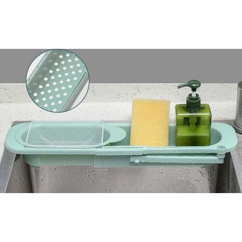 Kitchen Sink Drain Rack Telescopic Sink Basket Fruit Vegetable Drainer Basket Sponge Storage Rack Organizer Tools Filter Shelf