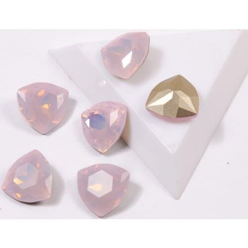 Top Quality Crystal Rose Water Opal Color Trilliant Shape Non Hotfix Rhinestone Super Bright Glass Strass 3D Nail Art Decoration