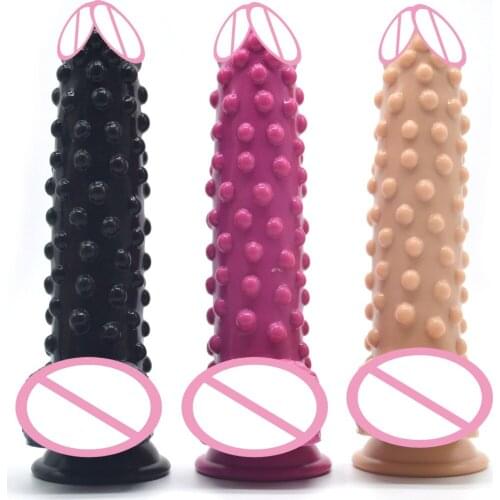 Super Soft Silicone Big Dildos Particle Surface Anal Plug With Suction Cup Stimulated Massage Butt Flirting Adult Sex Product