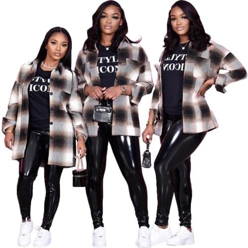 Long Plaid Jackets Fashion Commute Elegant Jaket for Women Hot Sale Casual Long Sleeve Turn-down Collar Chaquetas De Mujer