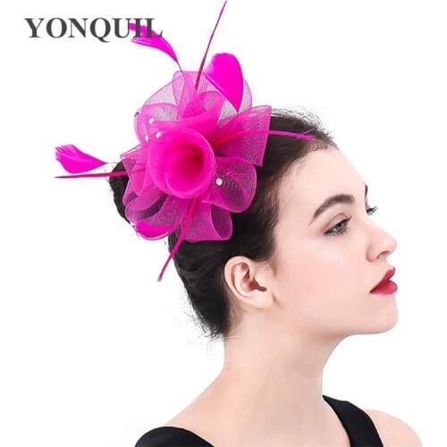 Handmade Fashion Wedding Bride Headwear Tulle Fascinator Hat Hair Clip Women Ladies Formal Mariage Hair Accessories Flower Hat