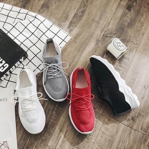 Fitness Shoes For Women Sneakers Breathable Lightweight Fly Woven White Girls Running Shoes Flat Bottomed Tennis Shoes Woman