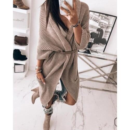 Women Solid Pointelle Open Front Pocket Design Longline Cardigan Spring Autumn Casual Solid Sweater Classy Chic Streetwear