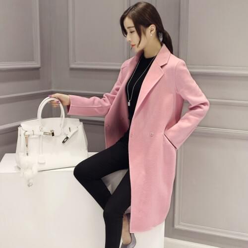 2017 fall and winter clothes tide Korean female temperament was thin woolen coat and long sections woolen coat