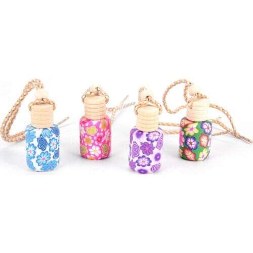 1Pcs Art Printed Hanging Car Air Freshener Perfume Diffuser Fragrance Bottle Pottery Perfume Empty Bottle