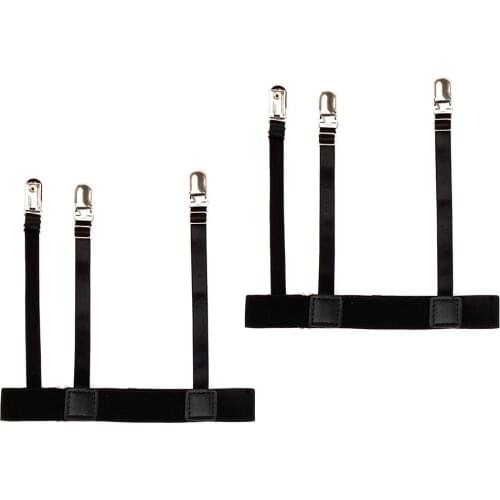 2 Pcs Men Shirt Stays Belt with Non-slip Locking Clips Keep Shirt Tucked Leg Thigh Suspender Garters Strap AC889