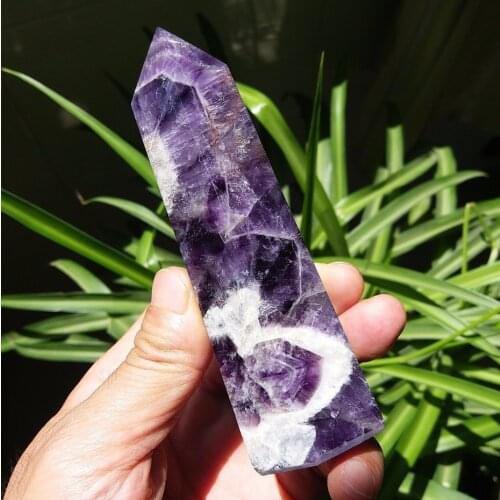220g NATURAL Dream Amethyst QUARTZ CRYSTAL WAND POINT HEALING