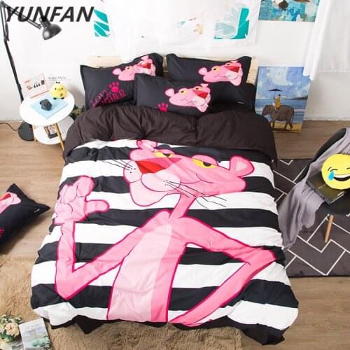 Pink Leopard Bedding Sets 3pcs soft blue 3D bedclothes duvet cover quilt cover pillow cases Home textiles Good quality