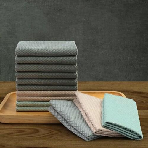 Zollor 3PCS Multi-use Microfiber Cloth Glass Mirror Smooth Traceless Absorbent Cleaning Rags Kitchen Dish Towel Scouring Pad