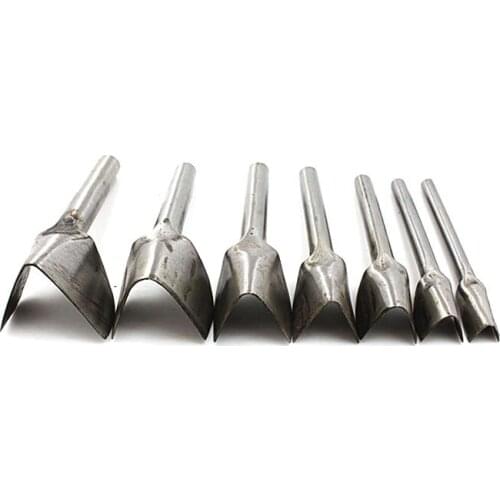 7PCS 10-40mm Chisel tool steel DIY Leather Craft V -shaped Punch Set Belt Strap Wallet Bag End Punching Hand Tool
