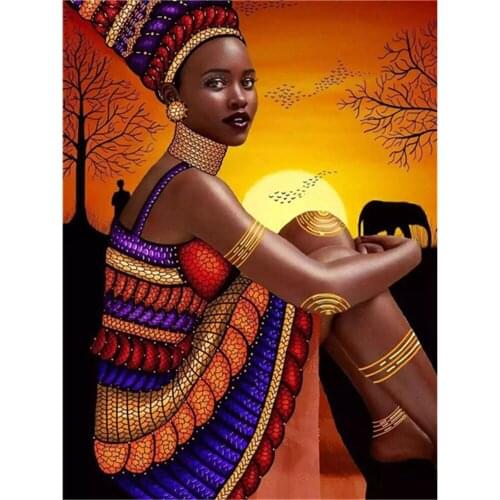 African Woman DIY 11CT Cross Stitch Embroidery Kits Craft Needlework Set Printed Canvas Cotton Thread Home Decoration Sell