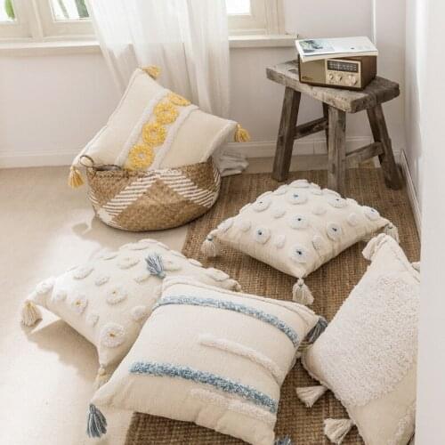 Bohemia Style Wedding Decoration Pillow Case Tufted Pillow Cushion Cover with Tassel Nordic Home Decor Bed cuscini divano T467