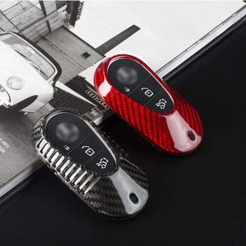 Carbon Fiber Car Key Case Smart Keyless Remote Control Protector Cover For Mercedes Benz 2021 S Class W223 S400 S350 S450 S500
