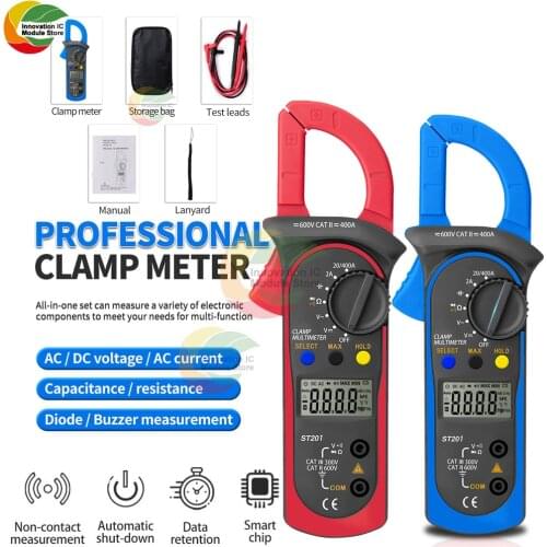 Digital Clamp AC/DC Digital Clamp Multimeter Voltage Ammeter Measuring Instrument Digital Multimeter Capacitance Tester ST201