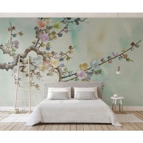 CJSIR Custom 3d Wallpaper Personality Fashion Modern Colorful Ink Plum TV Hotel Bedroom Interior Decoration 3d Wallpaper Decor