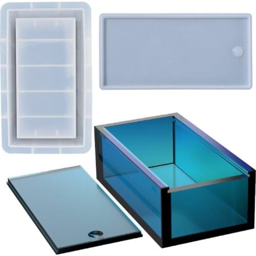 Dominoes Box with Lid Epoxy Resin Mold Chess Tissues Napkin Storage Case Silicone Mould DIY Crafts Jewelry Holder Mold