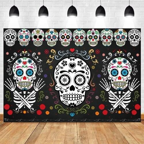 Yeele Photozone Day Of The Dead Backdrop Mexican Skull Party Decor Photography Background For Photo Studio Photographic Props