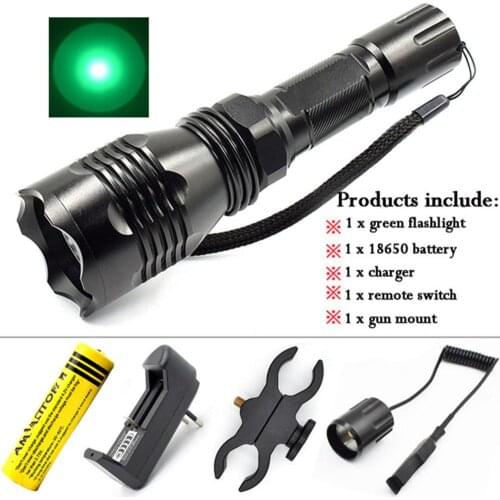 Long Range Coyote Hog Hunting Flashlight, Fishing, Caving Flashlight with 18650 Battery, Gun Mount and Remote Switch