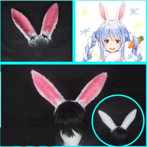 VTuber Usada Pekora Hololive Fantasy Bunny Girl Ears Headwear Hairclip Hairband Cosplay Accessories Halloween Props