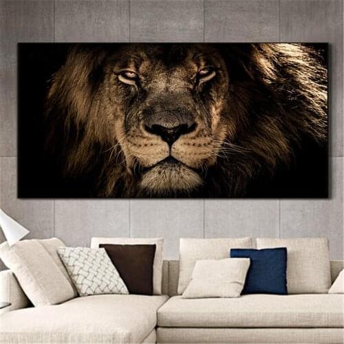 African Animals Lions Face Canvas Paintings on The Wall Art Posters and Prints Large Lions Art Pictures for Living Room Cuadros