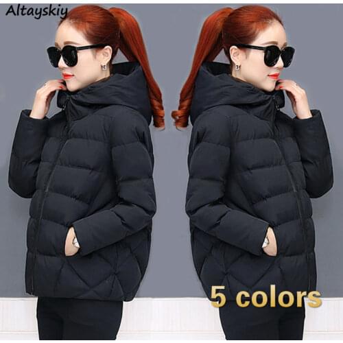 Short Style Parkas Simple Classic Solid Black Cotton Soft Hooded Chic Female Jackets Elegant Winter Large Size Lady Coats 5XL