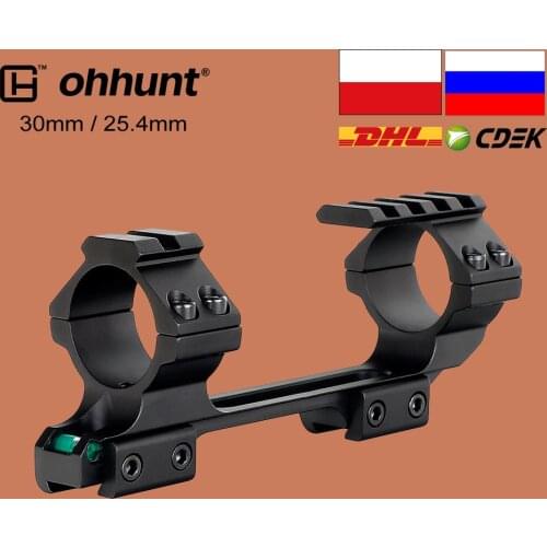 Ohhunt Hunting Riflescope Mount 25.4mm 30mm Rings Bi-direction Dovetail Rail Base with Gasket and Bottom Bubble Level for Rifle