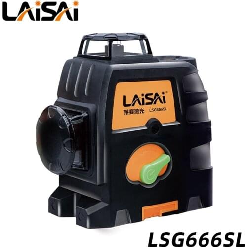 LAISAI Laser Level Self-Leveling Horizontal LSG666SL 2 Lines 2 Strong Light Spot Type Green Laser Marking Instrument