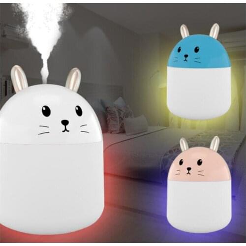 Cute Rabbit Mini USB Air Humidifier 250ML Aroma Essential Oil Diffuser for Home Car Fogger Mist Maker with LED Night Lamp